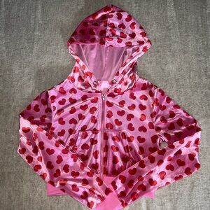 sugar thrillz pink heart pattern cropped hoodie (jennifer’s body gap hoodie)